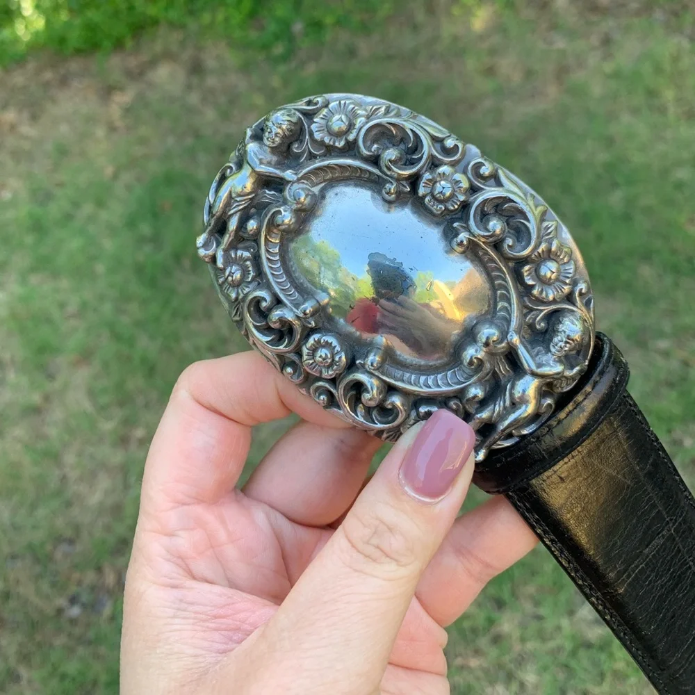 Vintage BrightonLeather Belt & Cherub Buckle